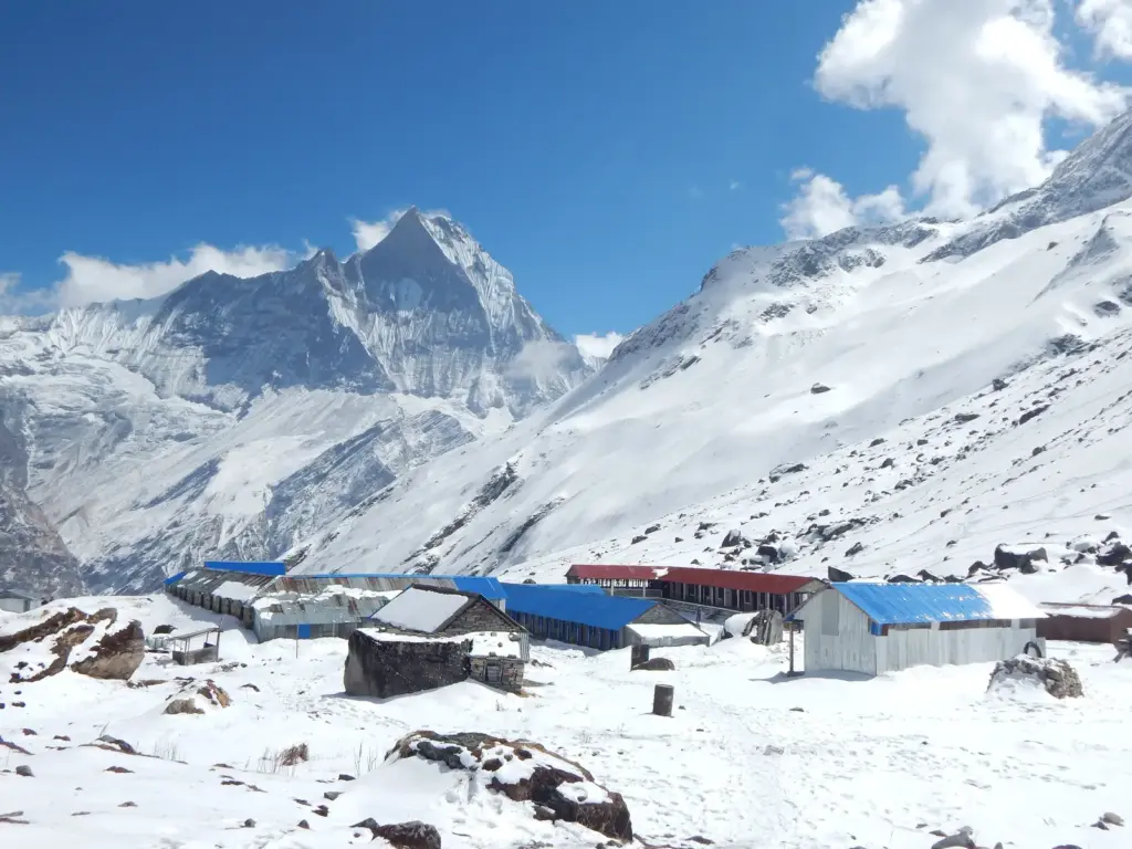 Annapurna Base Camp Trek covered in snow - Best Long Treks from Pokhara