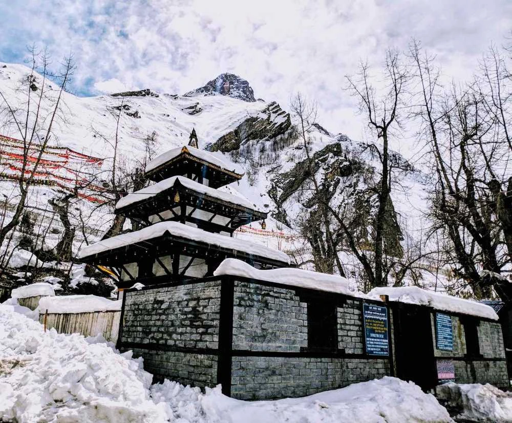 Muktinath Temple in Winter Covered in Snow