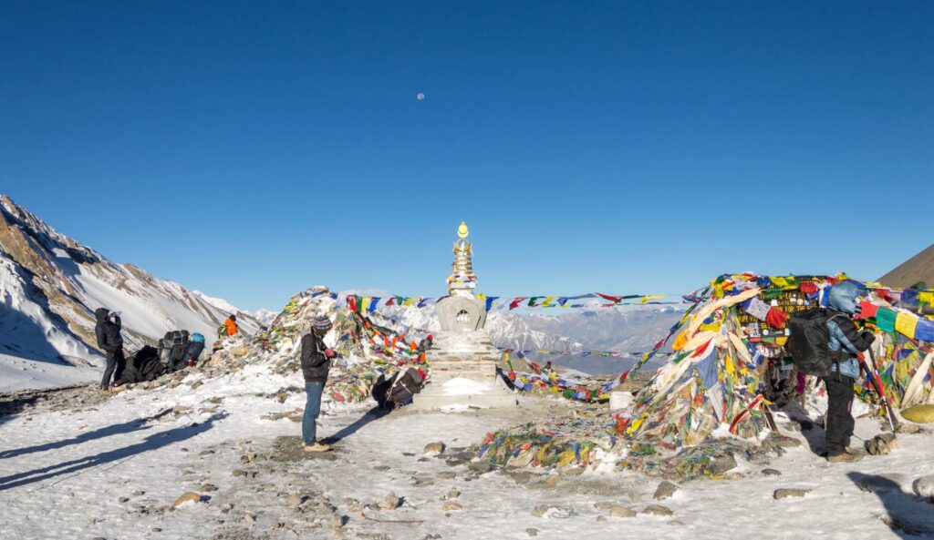 Beautiful view of Thorong La Pass Annapurna Circuit in the Morning