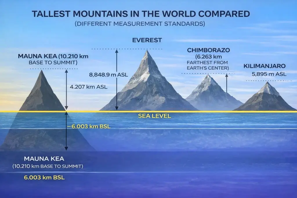 Visual Representation of Tallest Mountains in the World Comparison