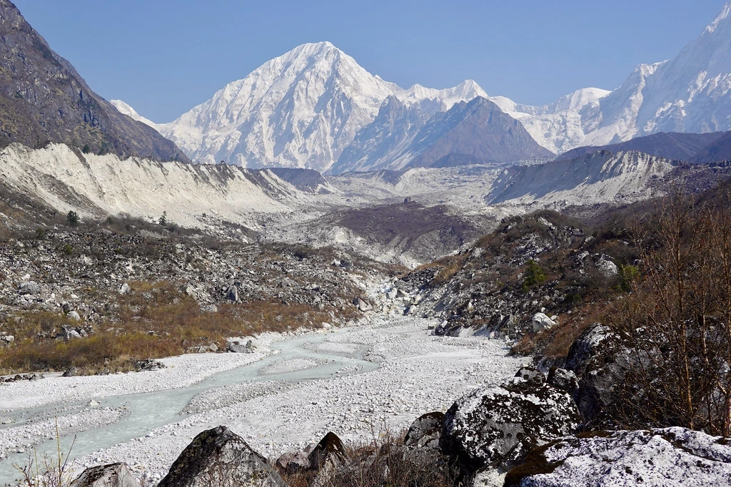 Manaslu Circuit Trek Route and Trail with Mountain range