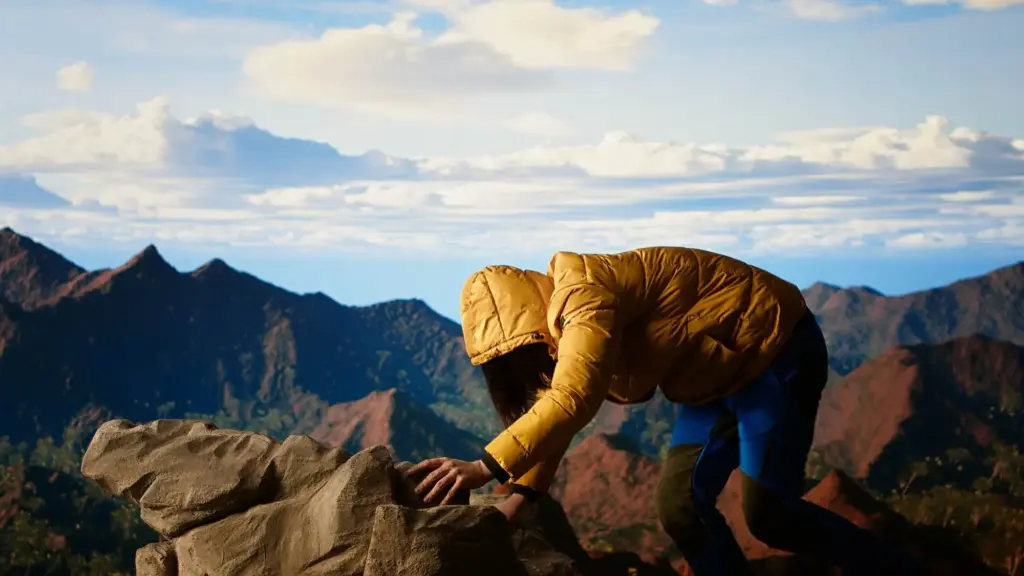 A trekker having high alititude sickness while trekking