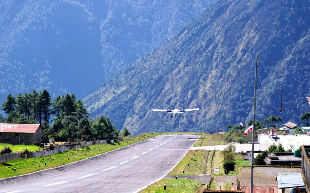 Plane taking off from lukla airport