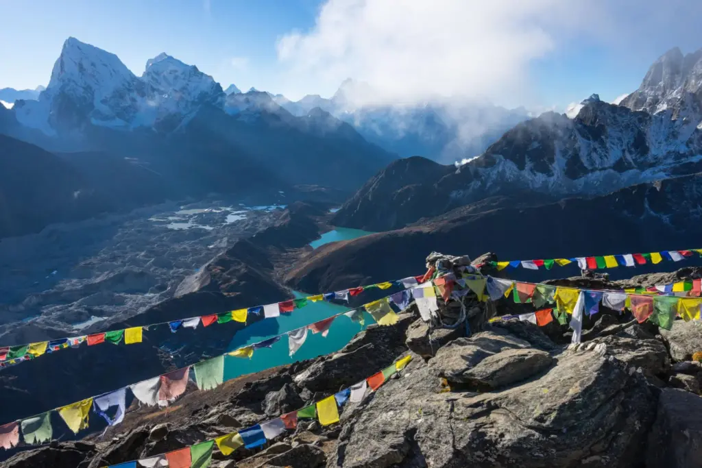 Beautiful view of Gokyo Ri Lake from top in Everest region - Himalaya in Nepal