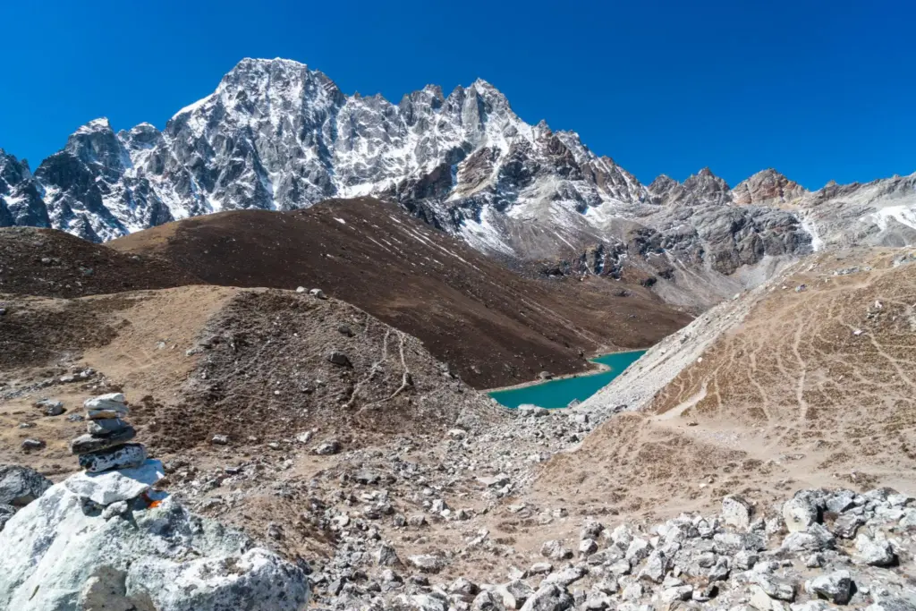 Trekking route of Gokyo Lake Trek in Everest Region with beautiful mountain view